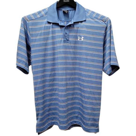 Under Armour Embroidered Logo Striped Polo Shirt Size Medium Excellent Condition - Picture 1 of 10